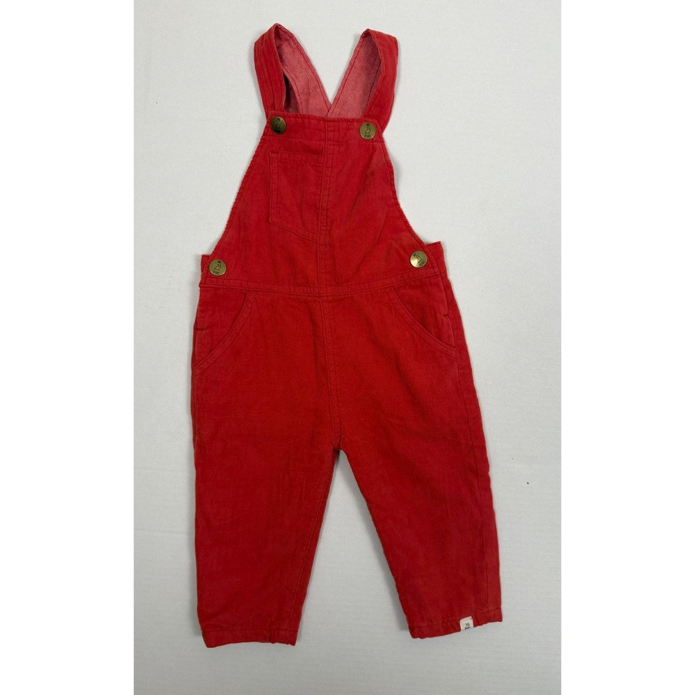 Me & Henry Corduroy Overalls Kids 6/12M Red New Adjustable Straps Brass Buttons